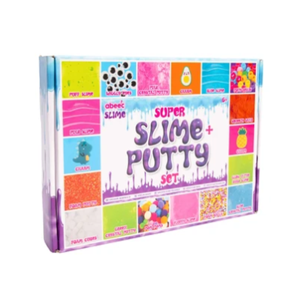 abeec Super Slime and Putty Set box showing slimes, putties, charms and add-ins