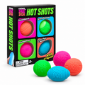 Teenie NeeDoh Hot Shots box with four sports-ball squishies