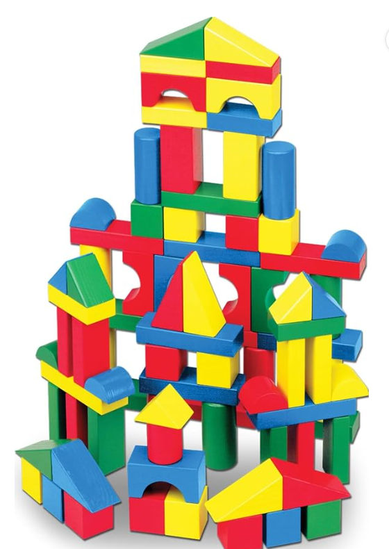 Colorful wooden blocks stacked into a tower