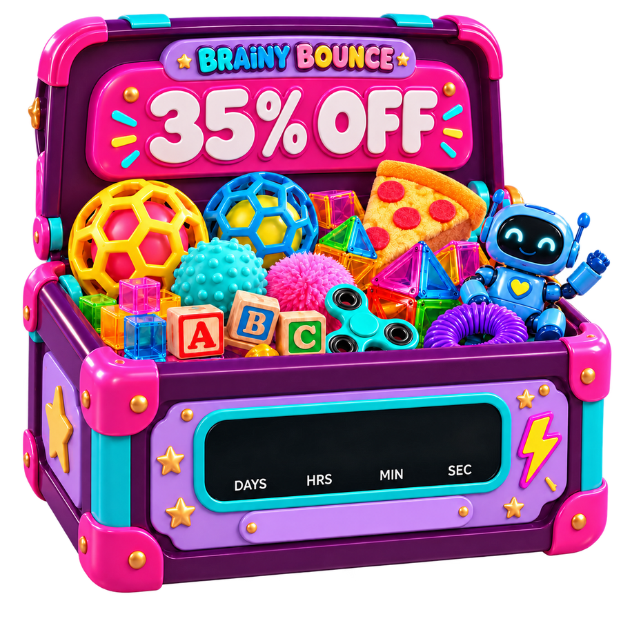 Brainy Bounce toy chest full of toys, 35% off