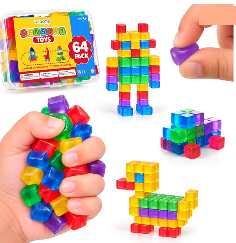 Mini soft cubes with the storage box and sample builds