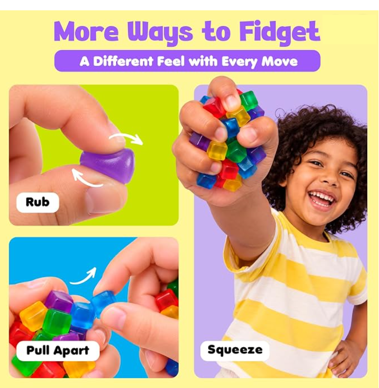 Rubbing, pulling apart and squeezing the cubes
