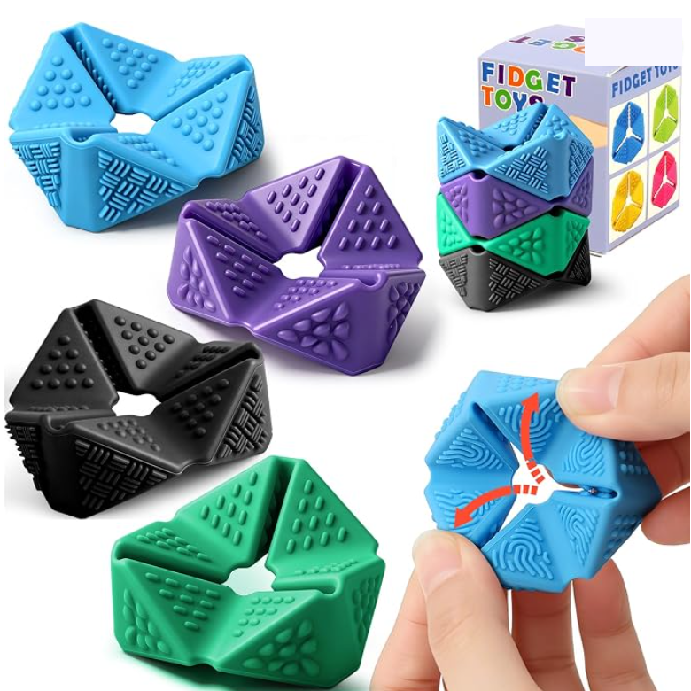 Four textured silicone flip fidgets