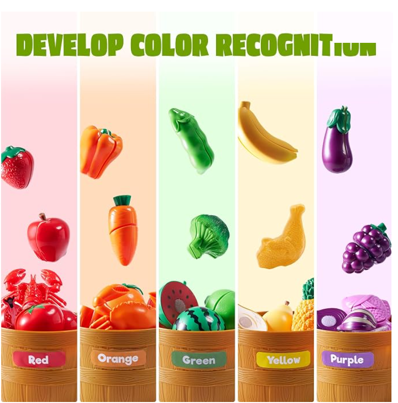 Pretend foods grouped by color