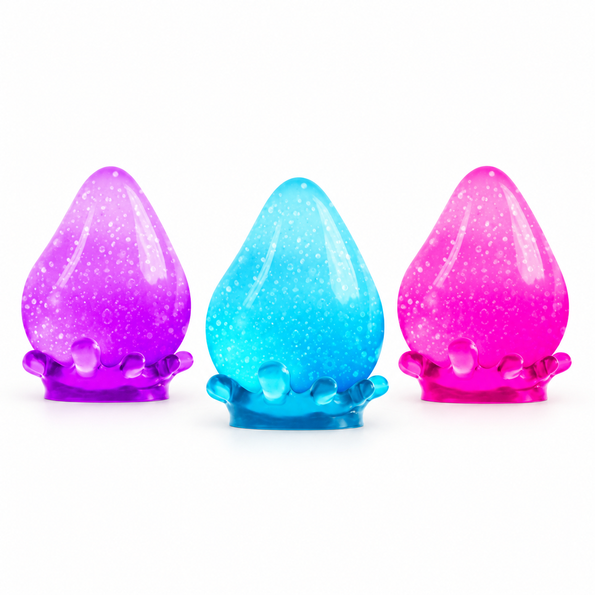 Glitter Teardrop Squishy – Jelly Squeeze Toy on Splash Base