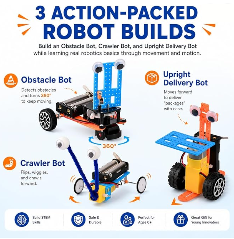 Obstacle Bot, Crawler Bot and Upright Delivery Bot