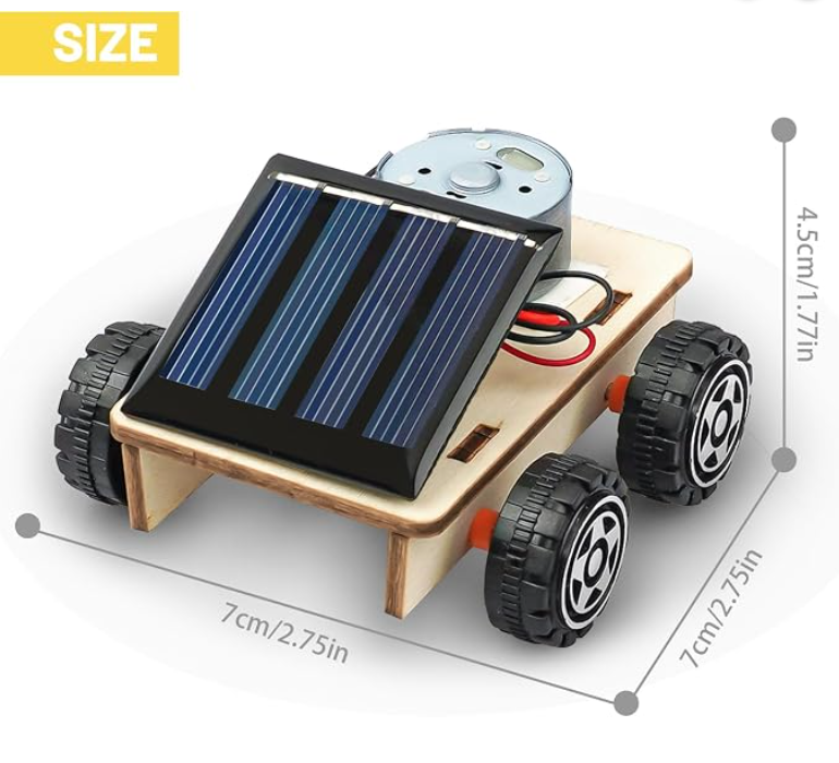 Built solar car with size guide