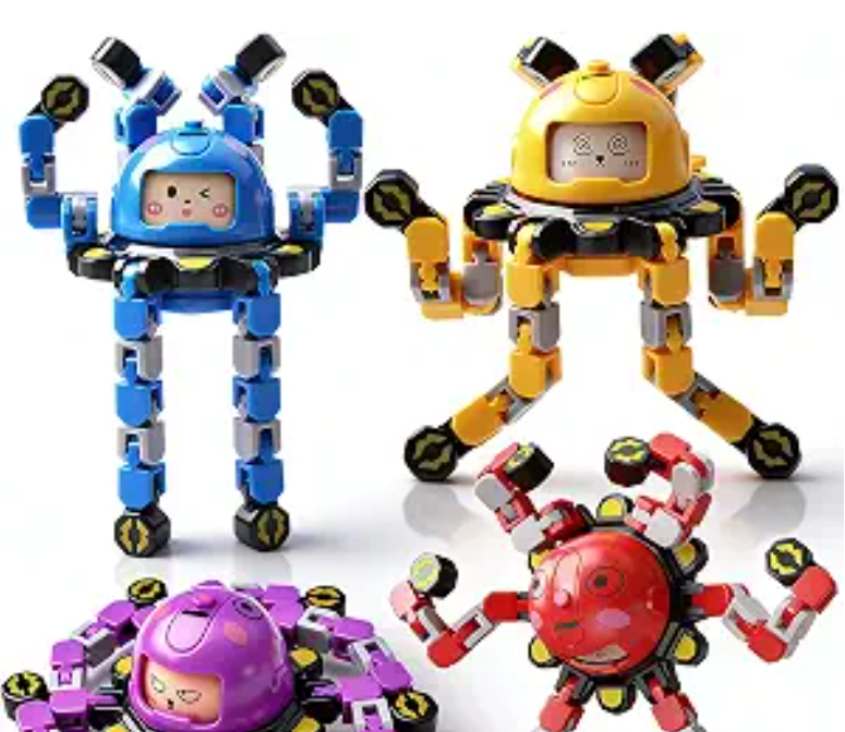 Character robot spinners with jointed arms